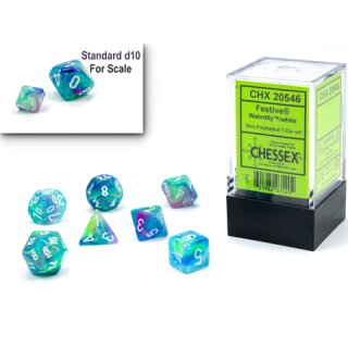 Chessex - Festive® Mini-Polyhedral Waterlily™/white 7-Die set