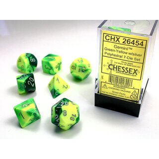 Chessex - Gemini® Polyhedral Green-Yellow/silver 7-Die Set