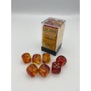 Chessex - Gemini - 12x D6 16mm - Translucent Red-Yellow/Gold