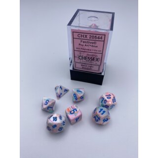 Chessex - Festive - Mini 7-Die Set - Pop Art/Blue