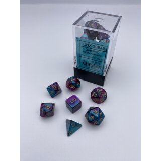 Chessex - Gemini® Mini-Polyhedral Purple-Teal/gold 7-Die Set