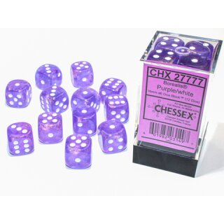 Chessex - Borealis - 12x D6 16mm - Purple/White