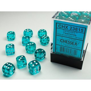 Chessex - Translucent - 36x D6 12mm - Teal/White