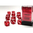 Chessex - Translucent - 12x D6 16mm - Red/White