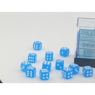 Chessex - Frosted - 36x D6 12mm - Caribbean Blue/White