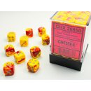 Chessex - Gemini - 36x D6 12mm - Red-Yellow/Silver
