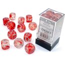 Chessex - Nebula - 12x D6 16mm - Red/Silver