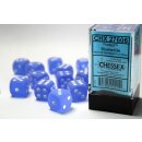 Chessex - Frosted - 12x D6 16mm - Blue/White