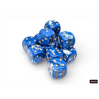 Chessex - Brush- 12x D6 16mm - Wavebreak/Gold