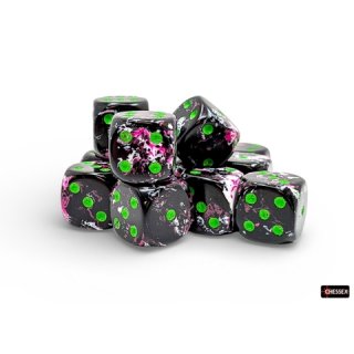 Chessex - Brush- 12x D6 16mm - Paintball/Green