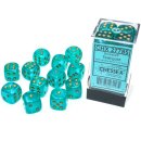 Chessex - Borealis- 12x D6 16mm - Teal/Gold